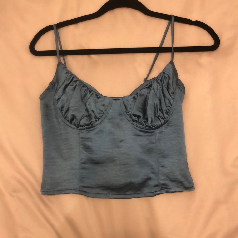 Peacock Blue Silk Tank Top